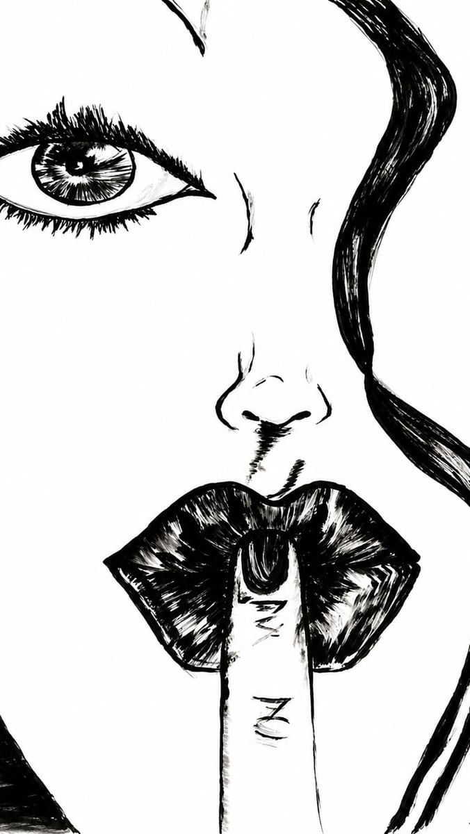 Black ink study of a face